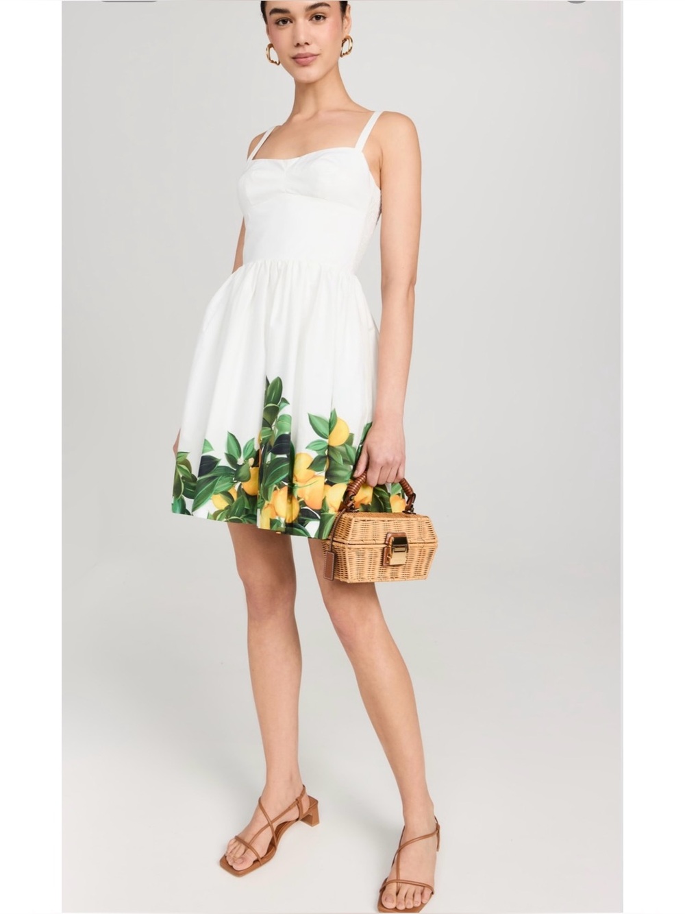 Amanda Uprichard Napoli lemon print white sundress